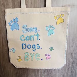 Dog Canvas Tote with Colorful Paw Prints 15 X 16 Inch Pet Hand Painted Pet